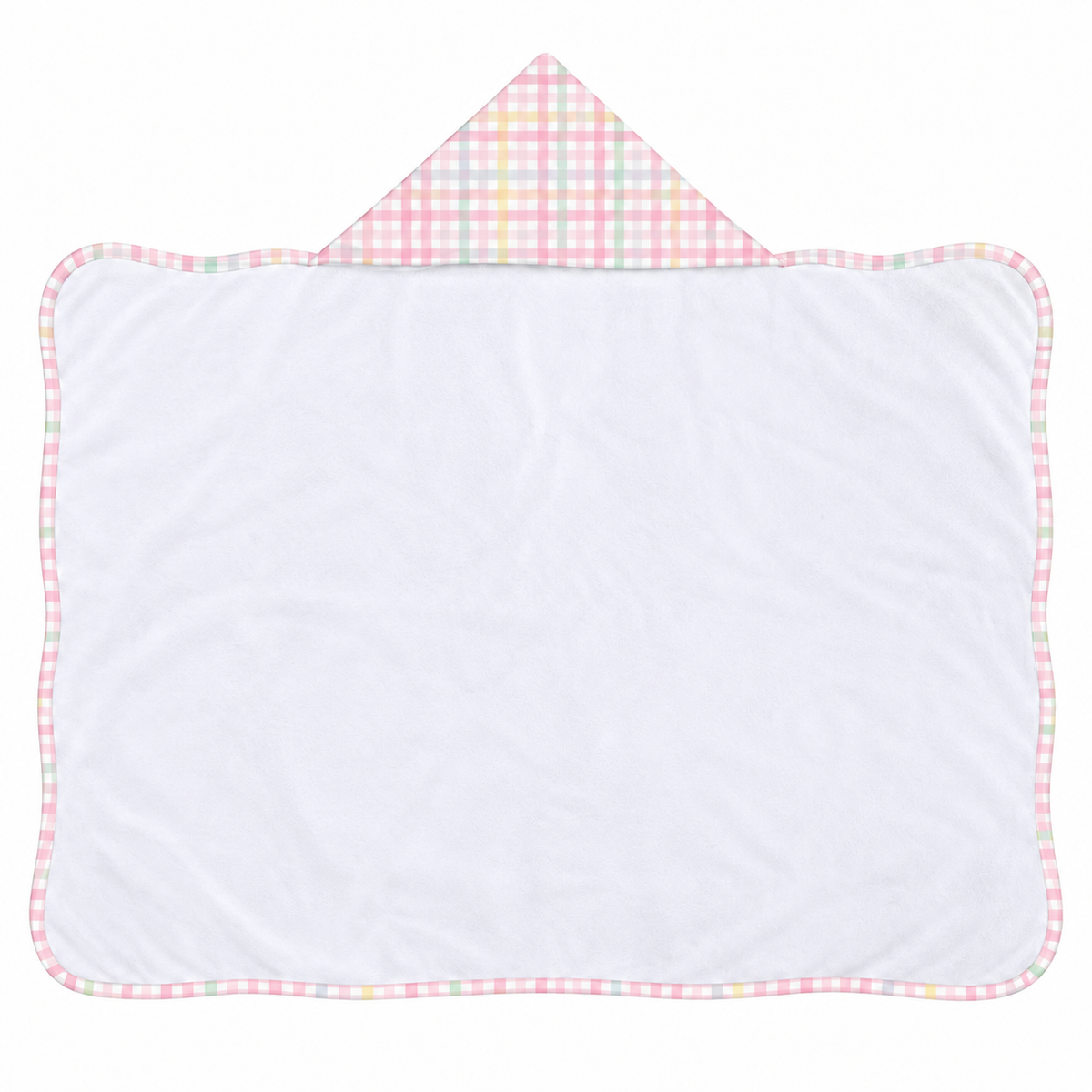 Toalha de Banho com Capuz Forrada Plush Atoalhado Premium 1M x 70cm Xadrez Rosa