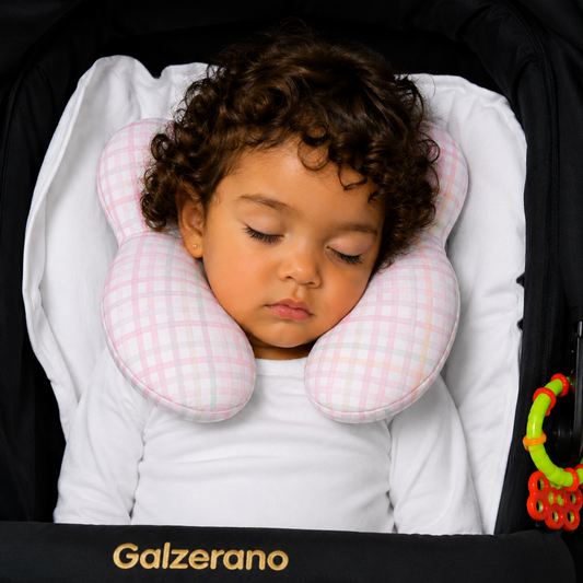 Protetor de Pescoço para Bebê Xadrez Rosa