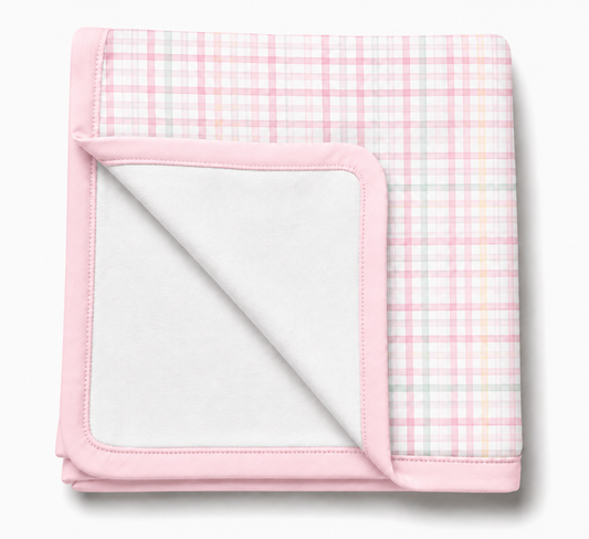 Manta Flanelada Soft Premium Dupla 90 x 70 cm Xadrez Rosa