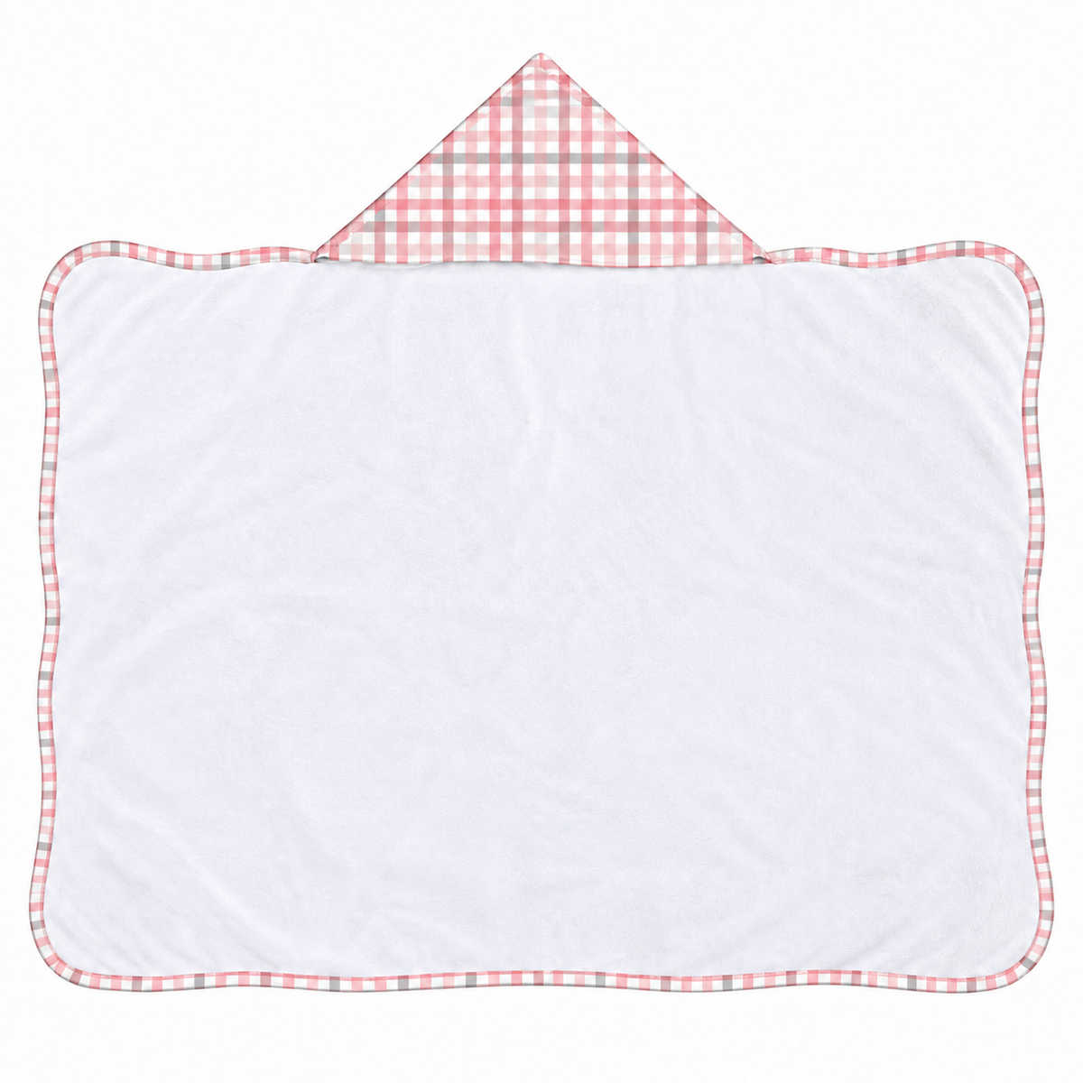 Toalha de Banho com Capuz Forrada Plush Atoalhado Premium 1M x 70cm Xadrez Rosê