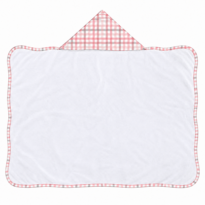 Toalha de Banho com Capuz Forrada Plush Atoalhado Premium 1M x 70cm Xadrez Rosê
