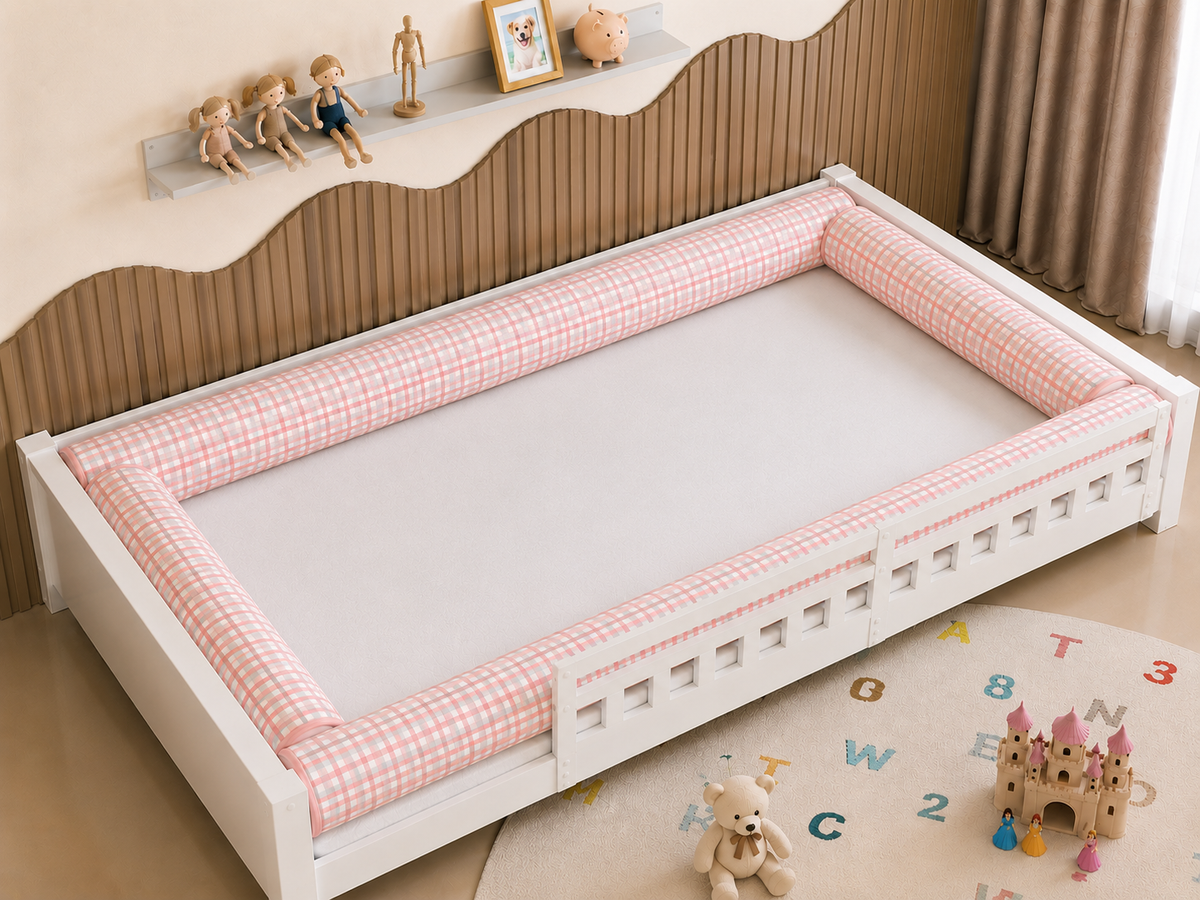 Kit Rolinhos 4 Peças para Cama Casal Xadrez Rosê