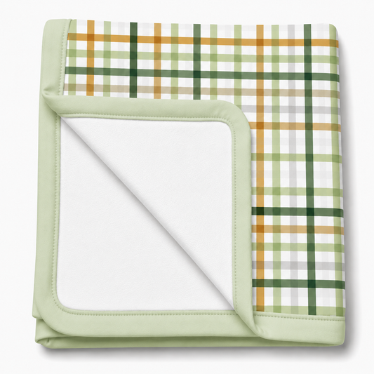 Manta Flanelada Soft Premium Dupla 90 x 70 cm Xadrez Verde c/ Verde