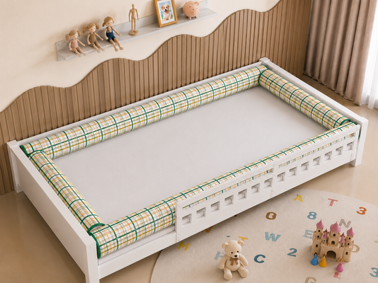 Kit Rolinhos 4 Peças para Cama Casal Xadrez Verde
