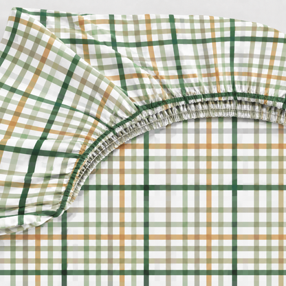 Lençol Estampado para Mini Berço 100% Algodão Xadrez Verde