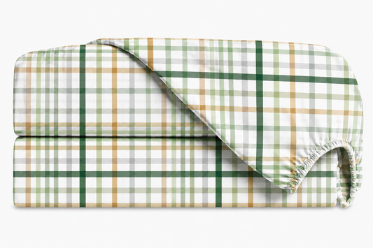 Lençol Estampado para Mini Berço 100% Algodão Xadrez Verde