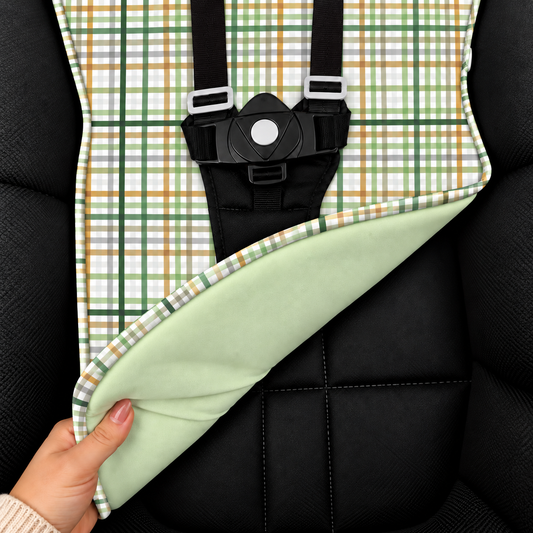 Capa para Carrinho de Bebê Universal Xadrez Verde c/ Verde Claro
