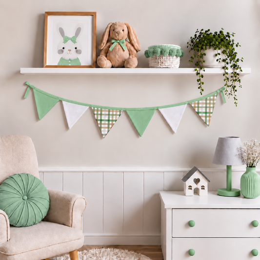 Bandeirinhas Decorativas 1,50m Xadrez Verde c/ Verde Menta