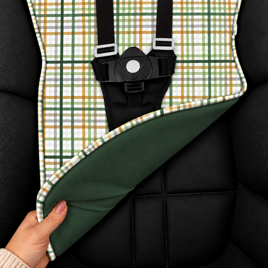 Capa para Carrinho de Bebê Universal Xadrez Verde c/ Verde Escuro