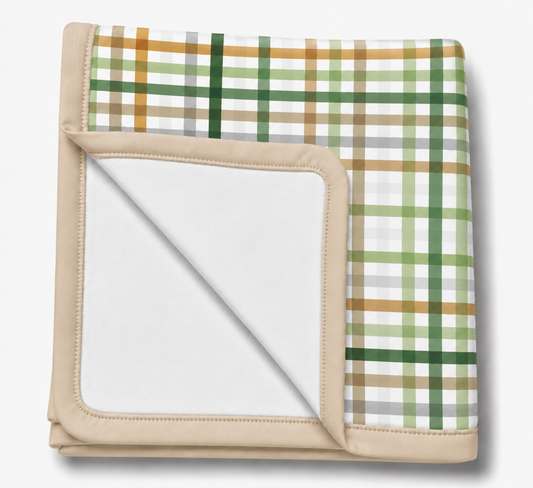 Manta Flanelada Soft Premium Dupla 90 x 70 cm Xadrez Verde c/ Bege