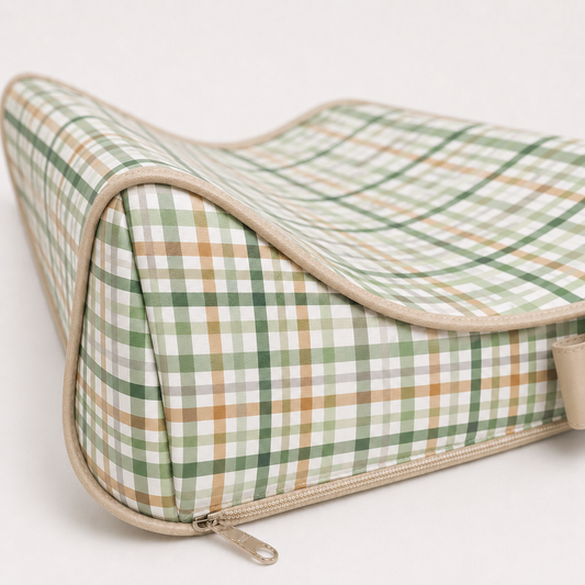 Trocador de Cômoda Americano Xadrez Verde c/ Bege