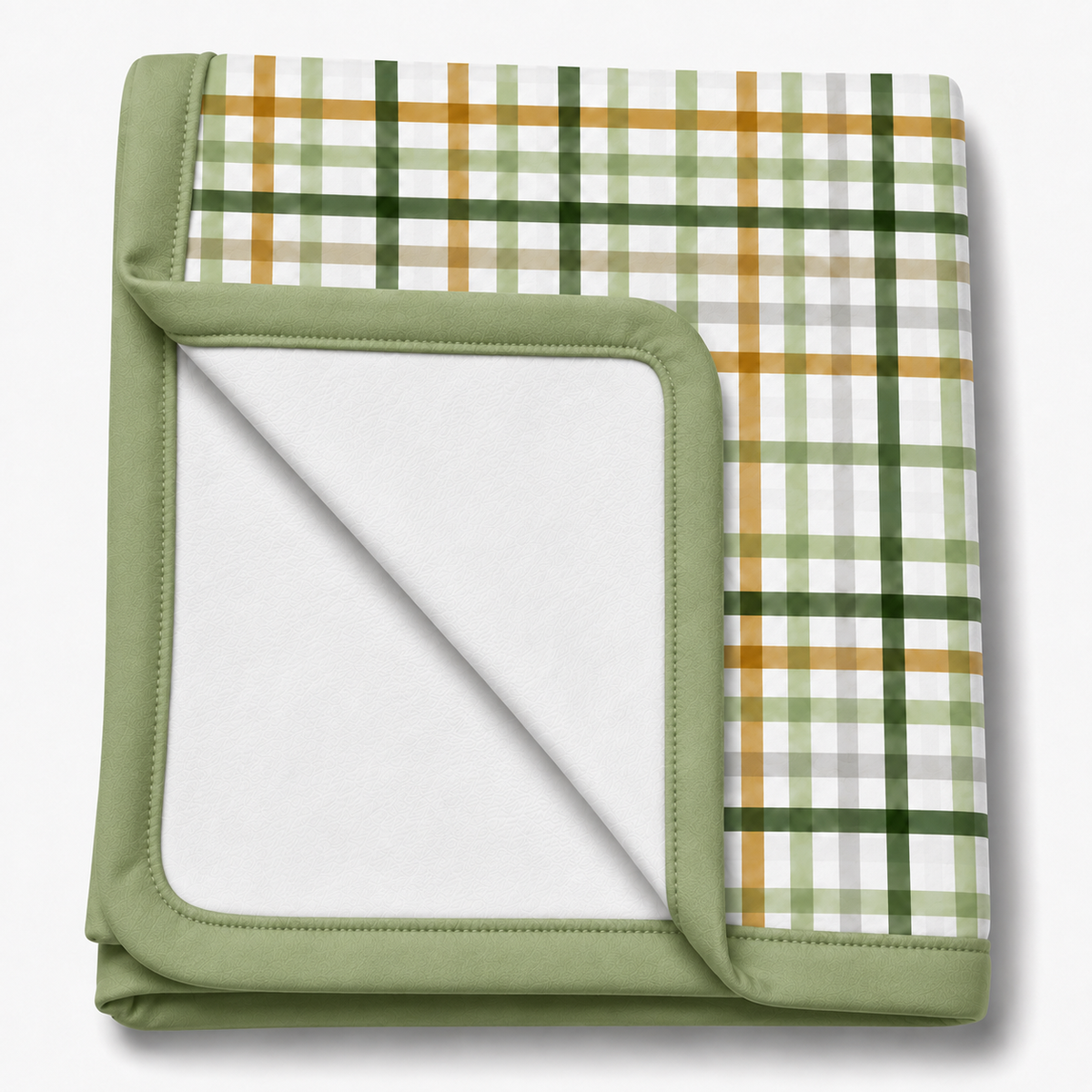 Manta Flanelada Soft Premium Dupla 90 x 70 cm Xadrez Verde c/ Verde Menta