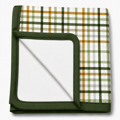 Manta Flanelada Soft Premium Dupla 90 x 70 cm Xadrez Verde c/ Verde Escuro