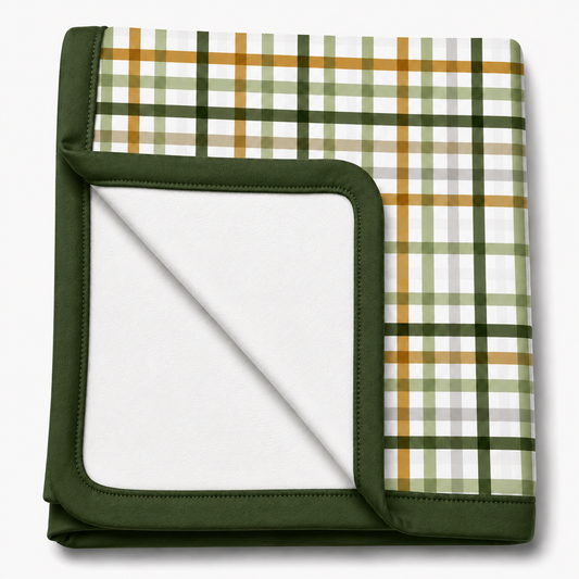 Manta Flanelada Soft Premium Dupla 90 x 70 cm Xadrez Verde c/ Verde Escuro