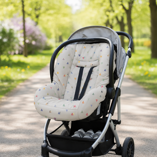 Kit para Bebê Conforto 4 Peças Dupla Face com Capota Tenda Vitória Cinza Verso Cinza