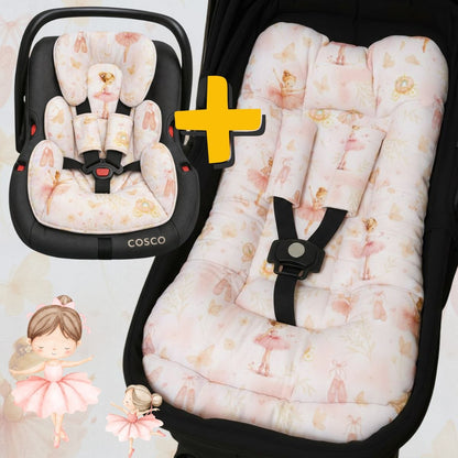 Kit Colchonetes 7 Peças para Carrinho & Bebê Conforto Bailarina