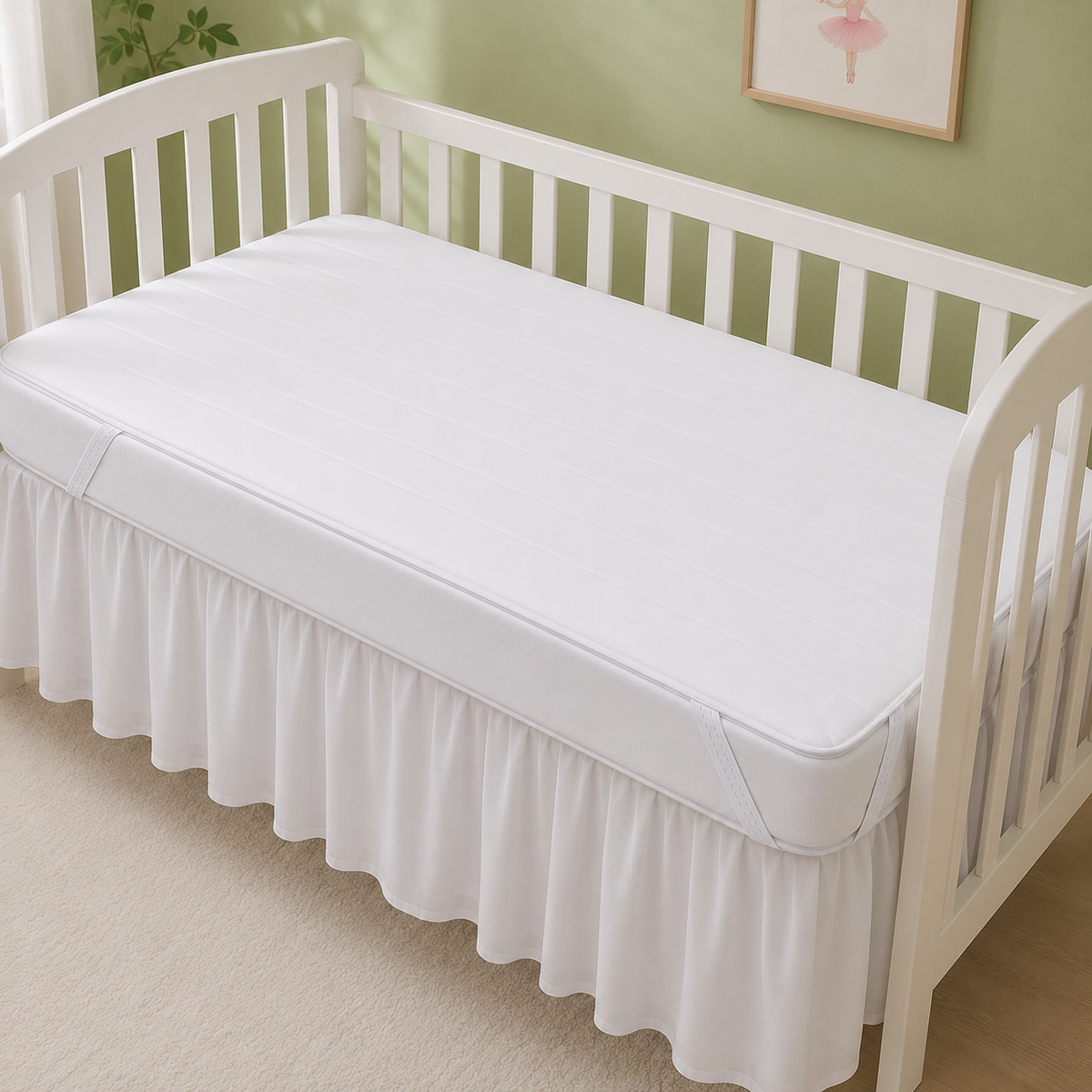 Protetor Acolchoado Impermeável para Colchão de Berço Americano 1,30 m x 70 cm